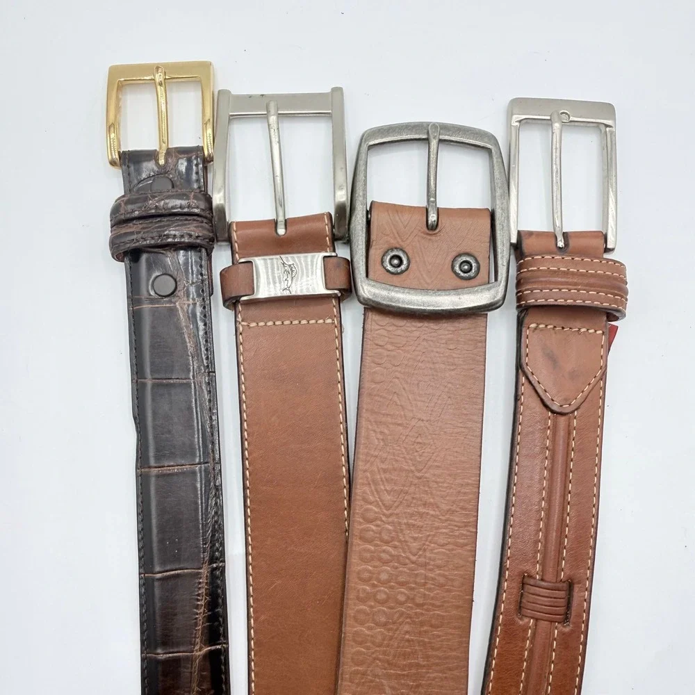 Mens Leather‎ Belt Bundle 4pc Cole Haan Tommy Bahama Alligator Embossed Size 38